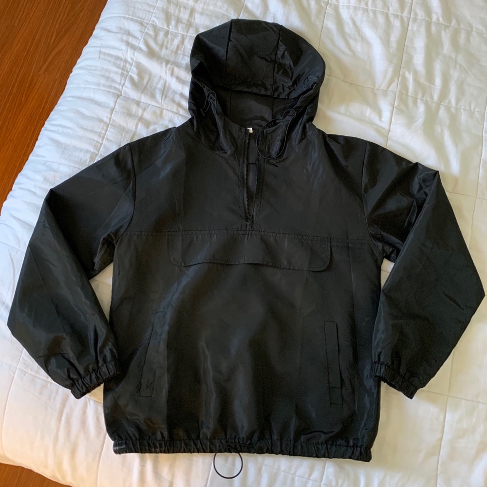 Black windbreaker half zip
